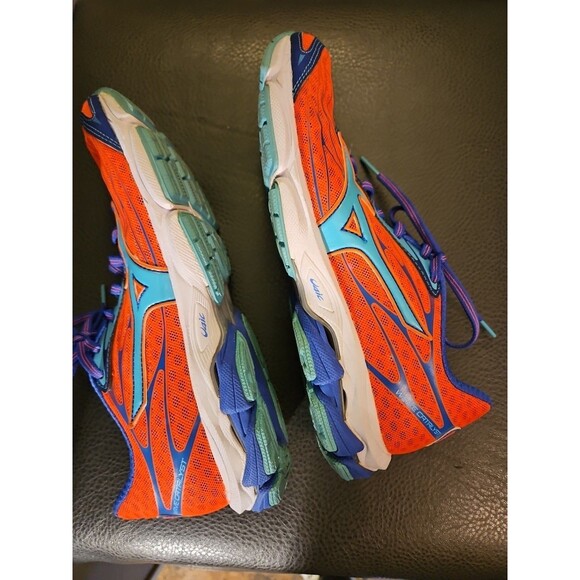 Mizuno Wave Catalyst Women's Athletic Running Shoes Sz W8.5 Orange Blue - Picture 10 of 12